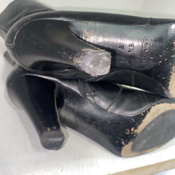 Coach Black Melinda Heeled Boots - Size Women's 8.5 - Picture 7 of 10